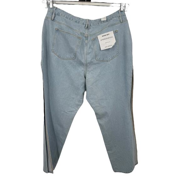 Good American Jeans Good Boy High Waist Slit Hem Boyfriend blue Plus size 18 - Picture 3 of 6